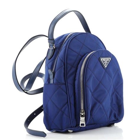 zaino prada blu|Prada Zaino Backpack Quilted Tessuto Blue 95258163.